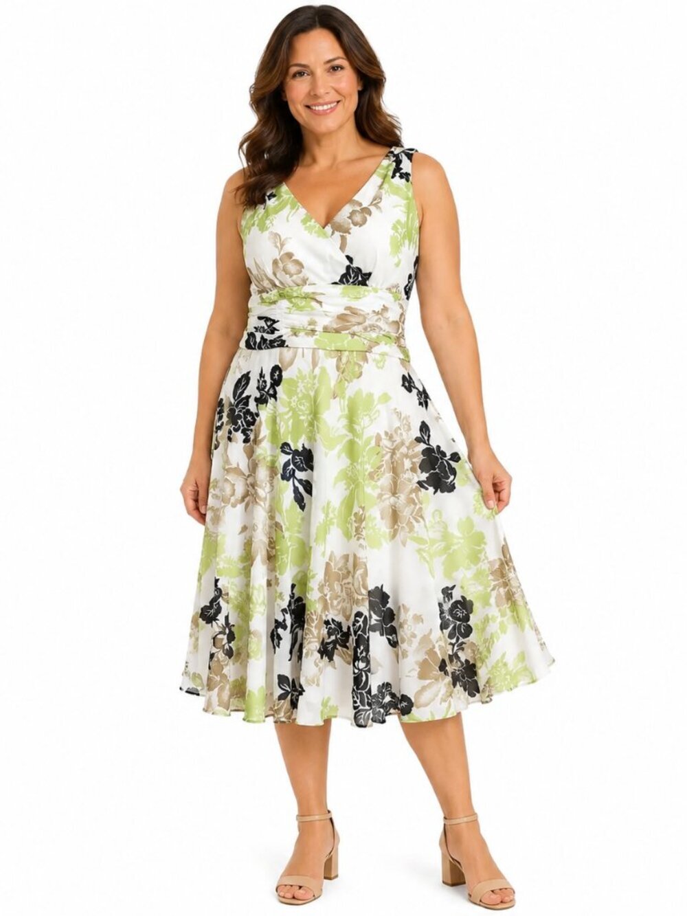 Scarlett Women's Multicolor Floral Print Chiffon Semi-Formal Midi Dress